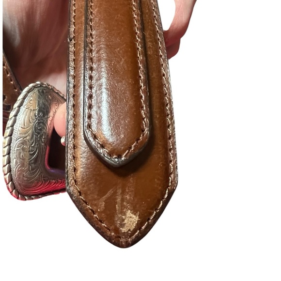 Nocona Western Cinch Strap Top Handle Ranger Woven Leather Belt Silver Buckle - Picture 10 of 16